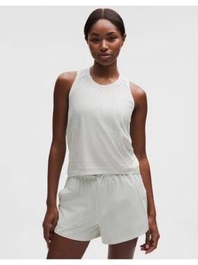 Lululemon Athletica White Gray Fast and Free Airflow Run Tank Ribbed Top